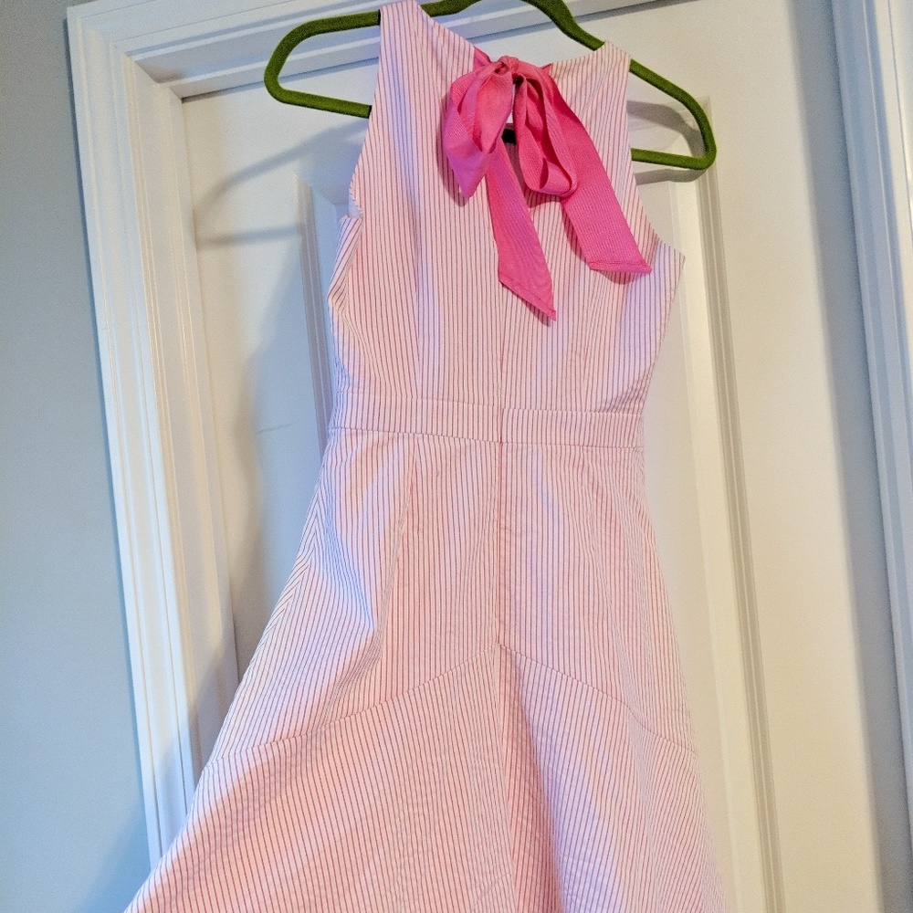 J.Crew Pink Seersucker Dress with Bow